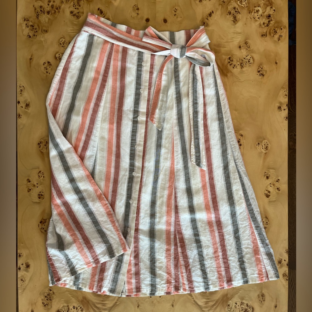 Elaine Rose - linen stripe midi skirt - size 4